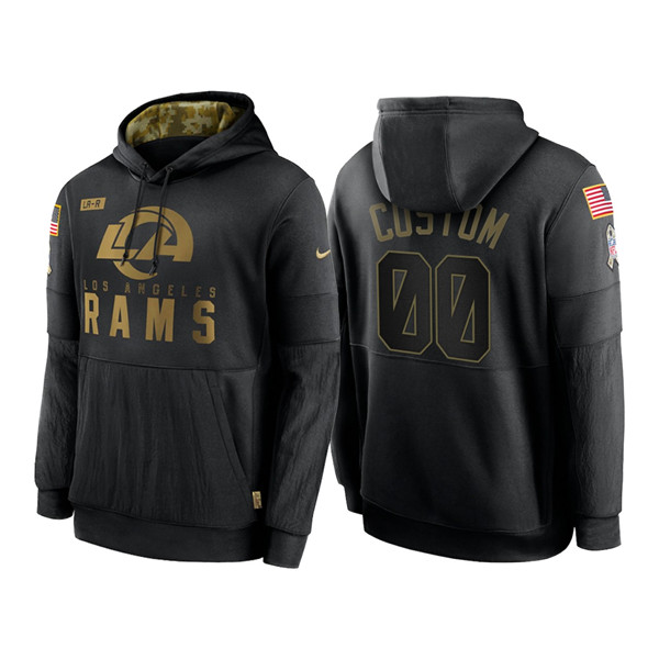 Men's Los Angeles Rams ACTIVE PLAYER Custom 2020 Black Salute To Service Sideline Performance Pullover NFL Hoodie - Click Image to Close